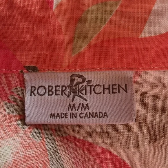 Robert Kitchen 100% Linen Tropical Print 3/4 Sleeve Button Front Blouse - Sz M - Picture 6 of 8